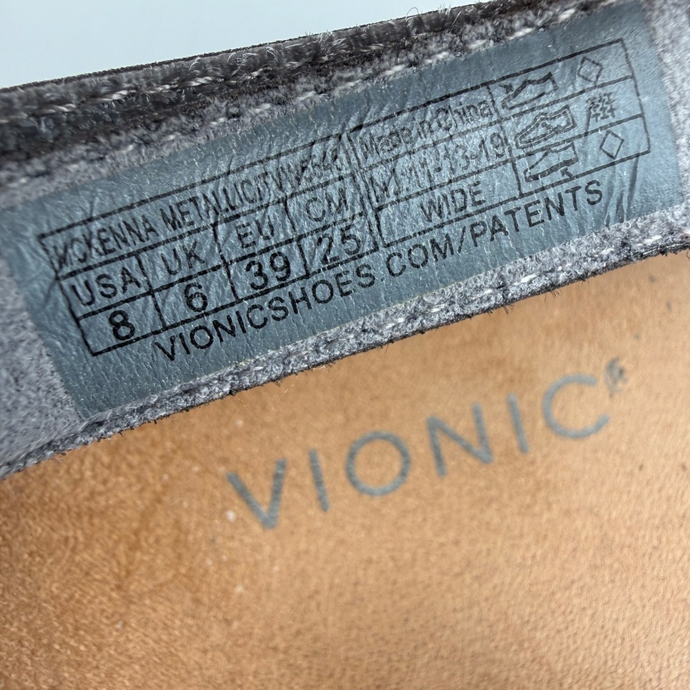Vionic Mckenna Wedge Sandals Womens 8 Wide Pewter Metallic Crisscross Slingback - Picture 7 of 8